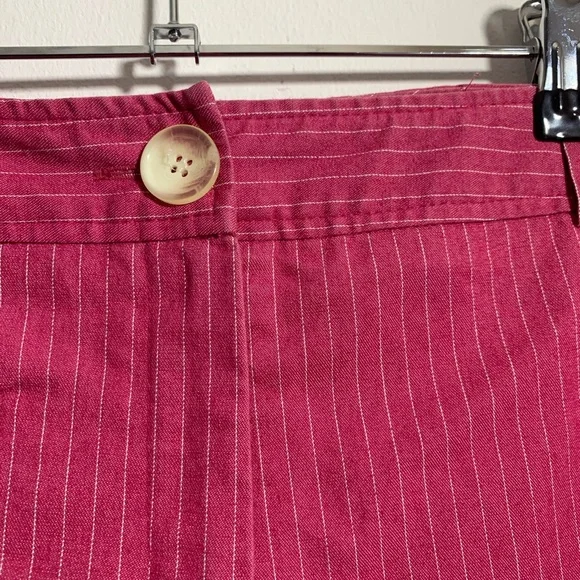 Next Capri Trousers Pink Pinstripe Cotton Blend Cuffed Hem With Pockets UK 14 - Picture 5 of 13